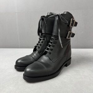 Authentic Prada Black Leather Lace-Up Boots